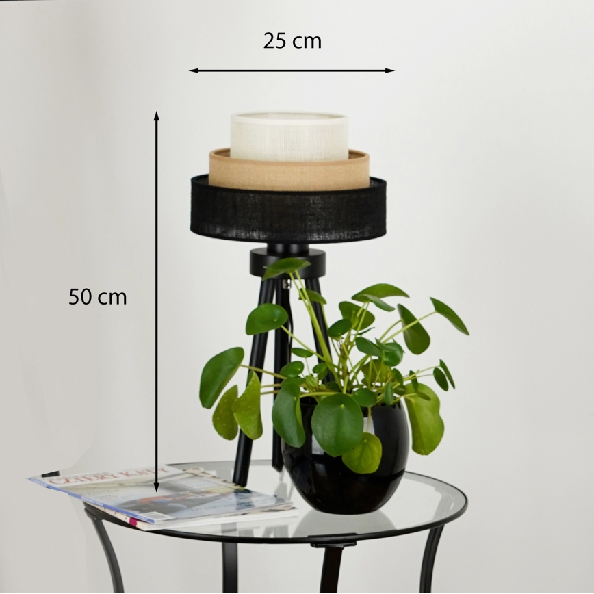 Brilagi - Bordslampa ASPEN LUNETA 1xE27/15W/230V svart/beige/krämfärgad