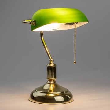 Brilagi - Bordslampa BANK OFFICE 1xE27/60W/230V guld/grön