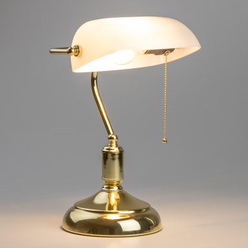 Brilagi - Bordslampa BANK OFFICE 1xE27/60W/230V guld/vit