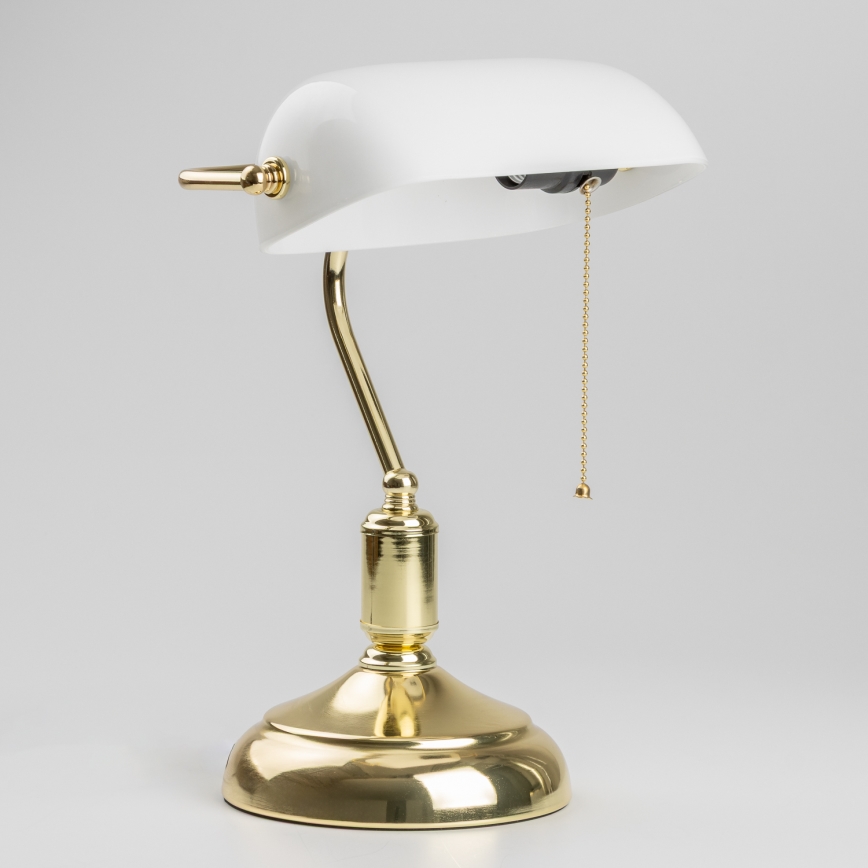 Brilagi - Bordslampa BANK OFFICE 1xE27/60W/230V guld/vit