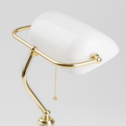 Brilagi - Bordslampa BANK OFFICE 1xE27/60W/230V guld/vit