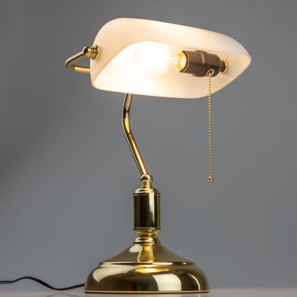 Brilagi - Bordslampa BANK OFFICE 1xE27/60W/230V guld/vit