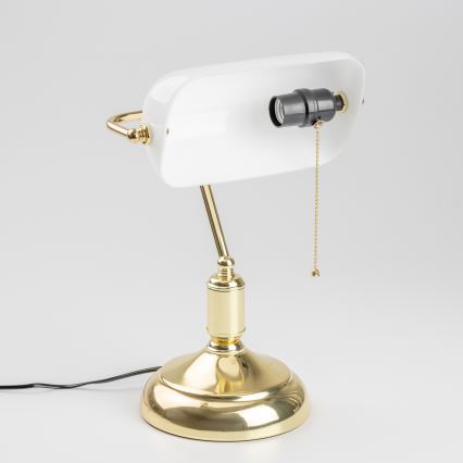 Brilagi - Bordslampa BANK OFFICE 1xE27/60W/230V guld/vit