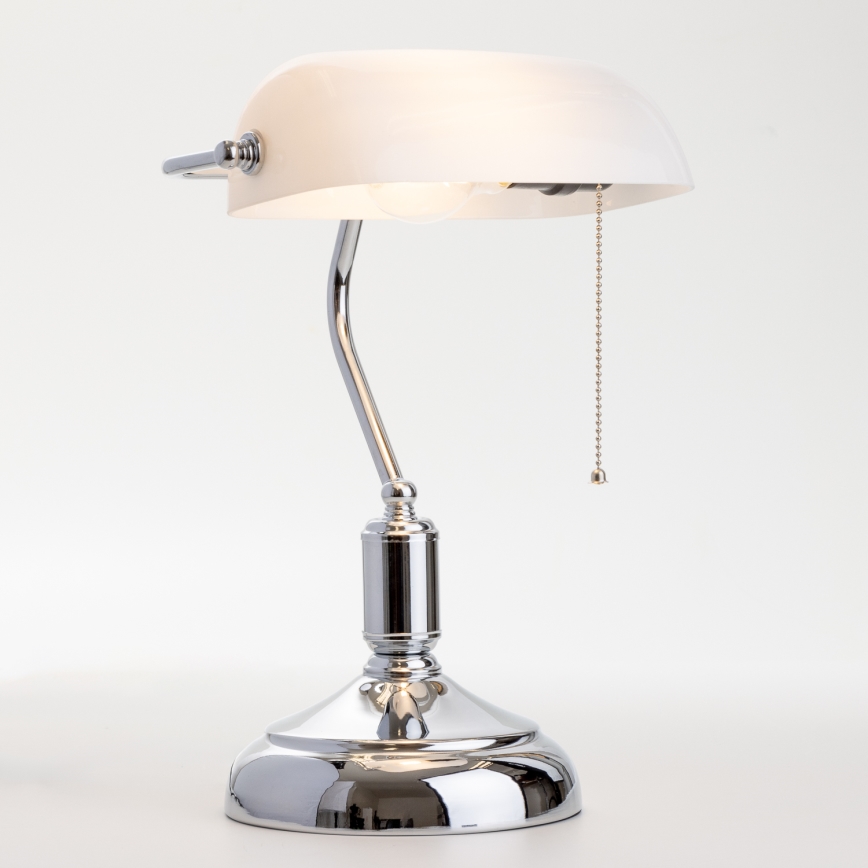 Brilagi - Bordslampa BANK OFFICE 1xE27/60W/230V blank krom/vit