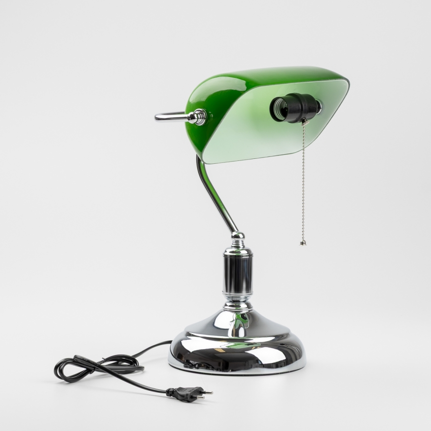 Brilagi - Bordslampa BANK OFFICE 1xE27/60W/230V skinande krom/grön