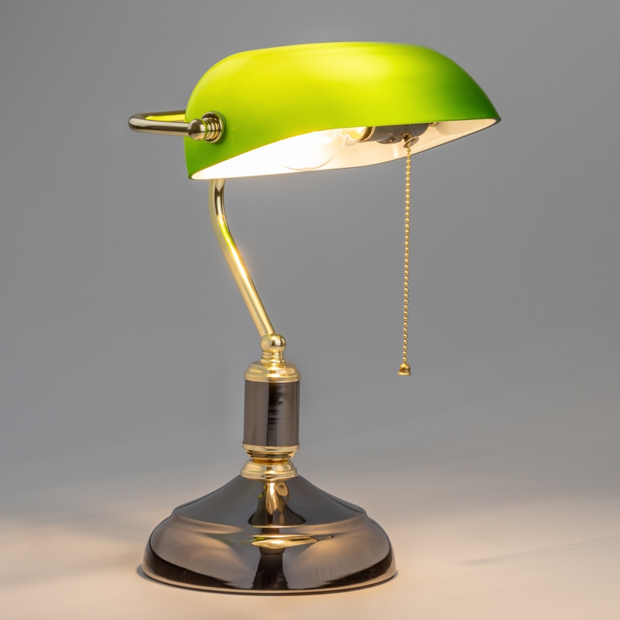 Brilagi - Bordslampa BANK OFFICE 1xE27/60W/230V svart/guld/grön