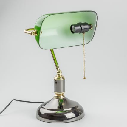 Brilagi - Bordslampa BANK OFFICE 1xE27/60W/230V svart/guld/grön