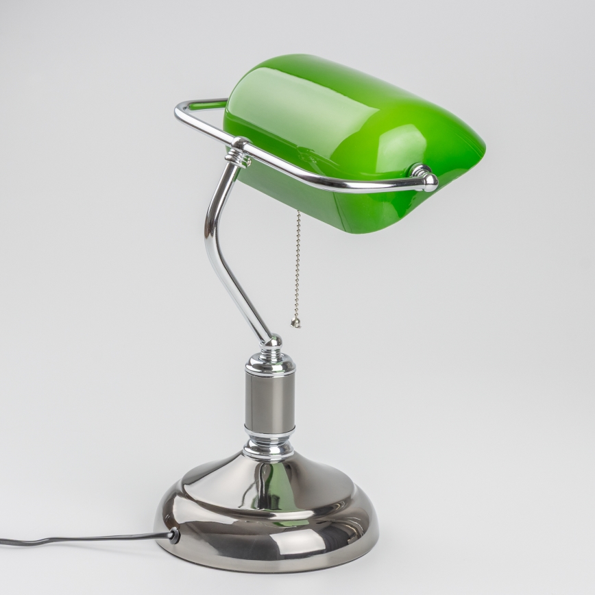 Brilagi - Bordslampa BANK OFFICE 1xE27/60W/230V svart/silver/grön