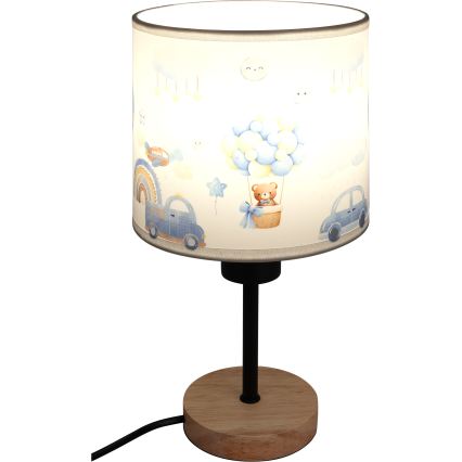 BRILAGI - Barnbordslampa BOBO WOOD 1xE27/25W/230V ek/svart/vit/blå/nallemotiv
