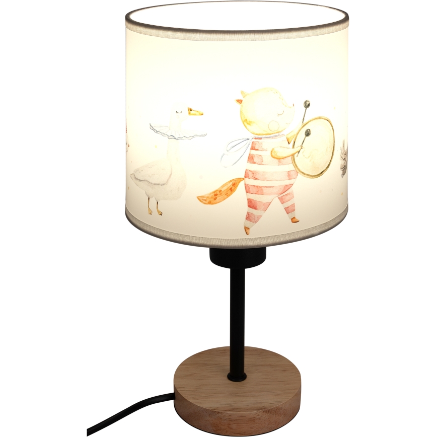 BRILAGI - Barnbordslampa BOBO WOOD 1xE27/25W/230V ek/svart/vit/djurmotiv