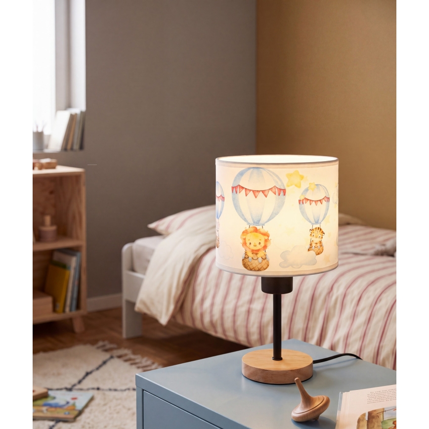 BRILAGI - Bordslampa för barn BOBO WOOD 1xE27/25W/230V ek/svart/vit/djurmönster