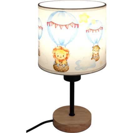 BRILAGI - Bordslampa för barn BOBO WOOD 1xE27/25W/230V ek/svart/vit/djurmönster