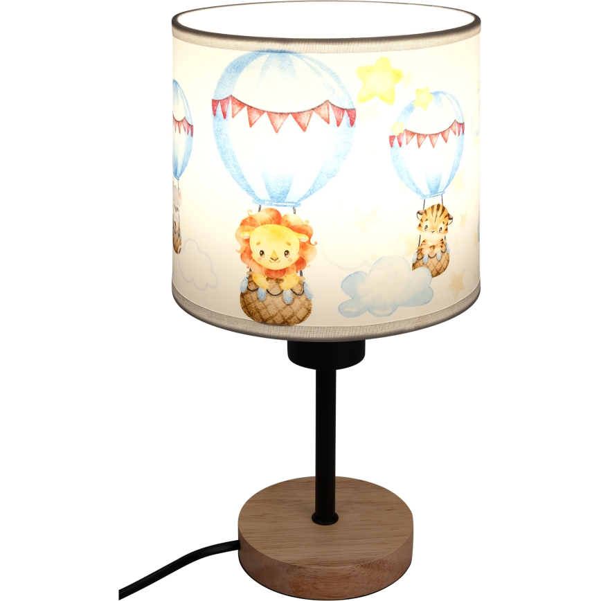 BRILAGI - Bordslampa för barn BOBO WOOD 1xE27/25W/230V ek/svart/vit/djurmönster