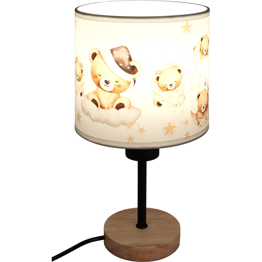 BRILAGI - Barns bordslampa BOBO WOOD 1xE27/25W/230V ek/svart/vit/nallar