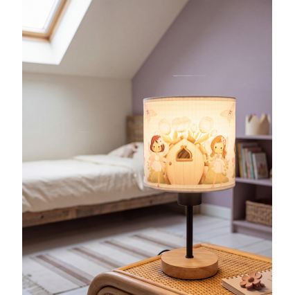 BRILAGI - Barns bordslampa BOBO WOOD 1xE27/25W/230V ek/svart/vit/rosa/älvor