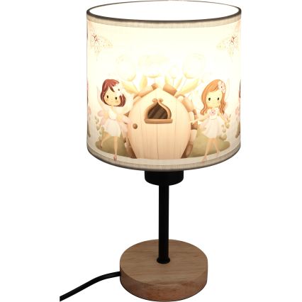 BRILAGI - Barns bordslampa BOBO WOOD 1xE27/25W/230V ek/svart/vit/rosa/älvor