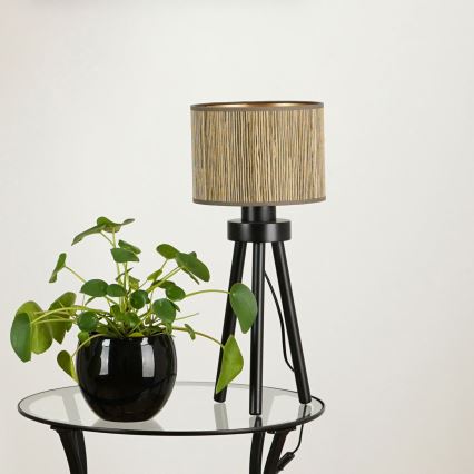 Brilagi - Bordslampa BOSTON ROLLER 1xE27/15W/230V halm brun/guld