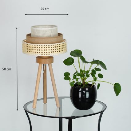 Brilagi - Bordslampa CEDAR LUNETA 1xE27/15W/230V rotting/brun/krämvit