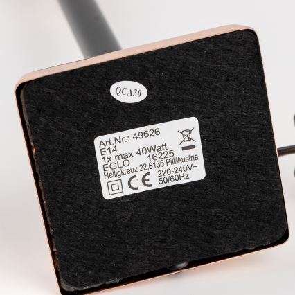 Brilagi - Bordslampa CERIA 1xE14/40W/230V svart/kopparfärgad/grå