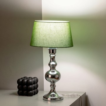 BRILAGI - Bordslampa CERIA 1xE27/60W/230V Ø 25 cm blank krom/grön
