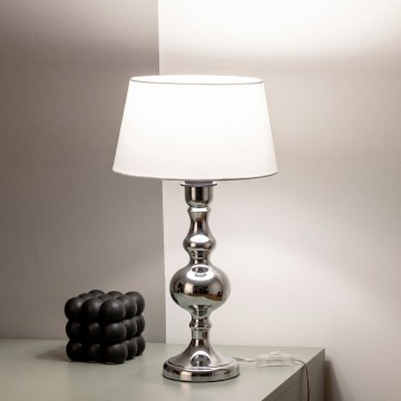 BRILAGI - Bordslampa CERIA 1xE27/60W/230V Ø 25 cm polerad krom/vit