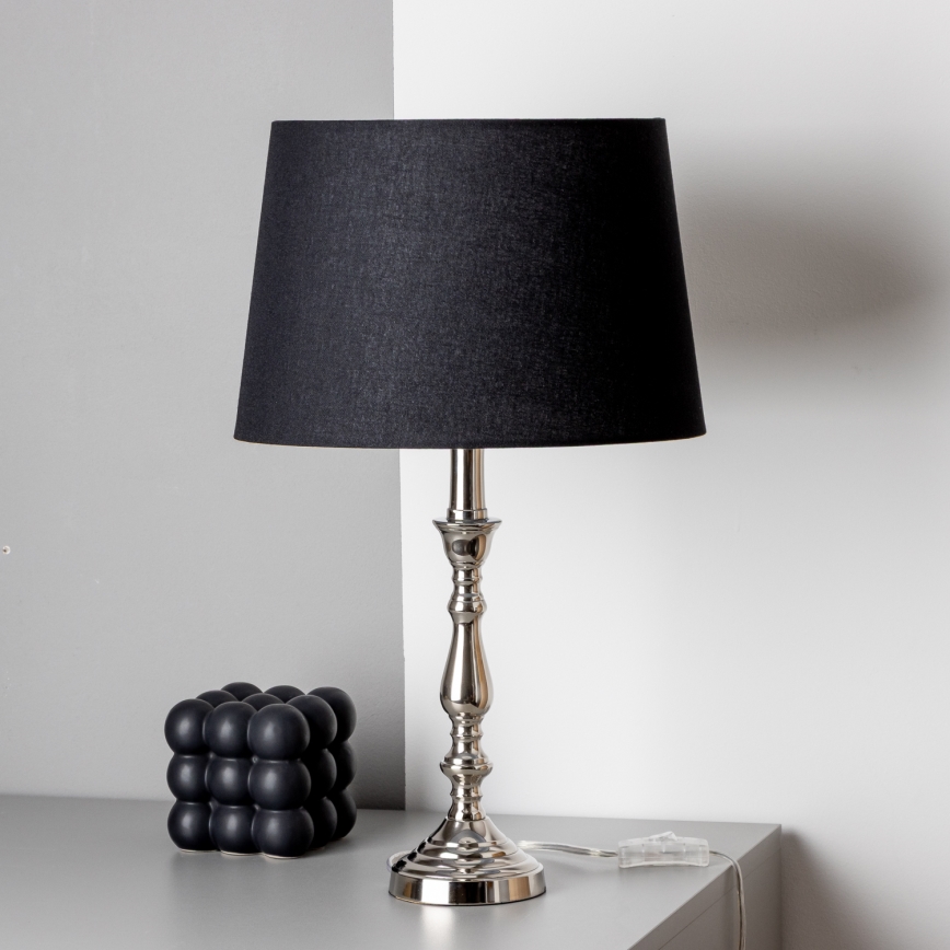 Brilagi - Bordslampa CERIA 1xE27/60W/230V Ø 30 cm blank krom/svart