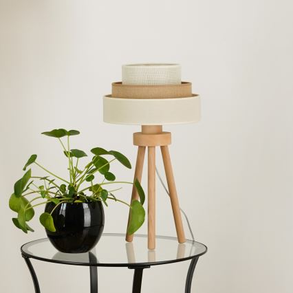 Brilagi - Bordslampa DENVER LUNETA 1xE27/15W/230V beige/brun/krämfärgad