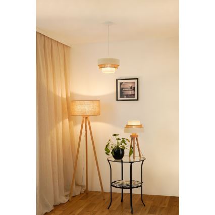 Brilagi - Bordslampa DENVER LUNETA 1xE27/15W/230V beige/brun/krämfärgad