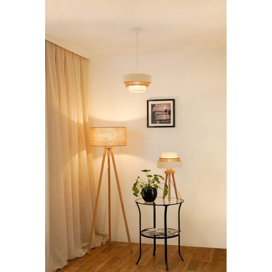 Brilagi - Bordslampa DENVER LUNETA 1xE27/15W/230V beige/brun/krämfärgad