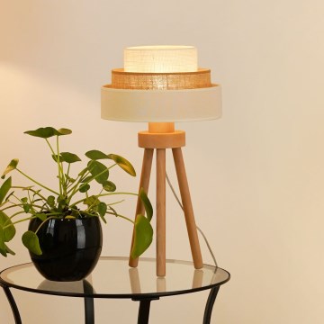 Brilagi - Bordslampa DENVER LUNETA 1xE27/15W/230V beige/brun/krämfärgad