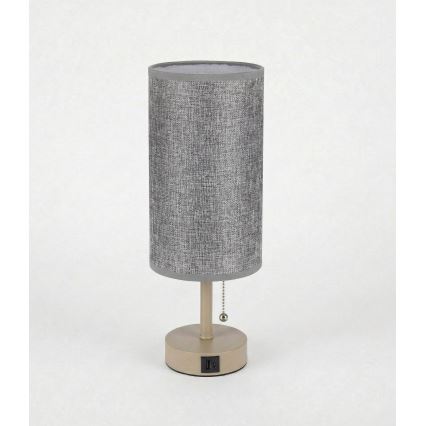Brilagi - Bordslampa med USB-port TABLON 1xE27/25W/230V beige/grå
