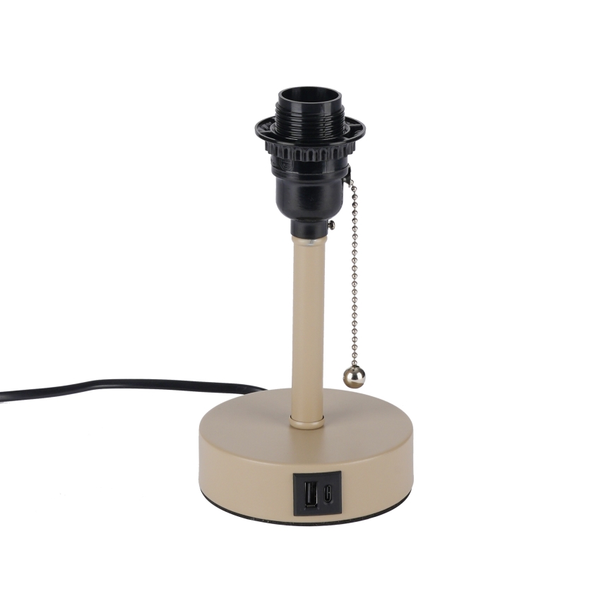 Brilagi - Bordslampa med USB-port TABLON 1xE27/25W/230V beige/grå
