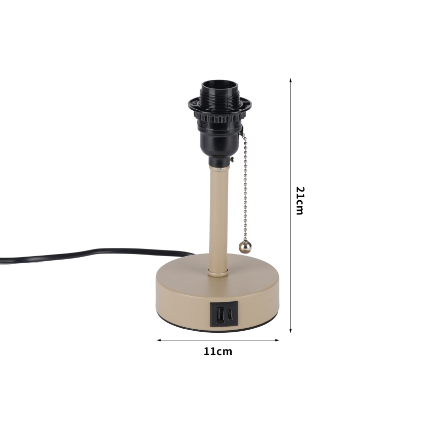 Brilagi - Bordslampa med USB-port TABLON 1xE27/25W/230V beige