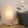 Brilagi - Bordslampa med USB-port TABLON 1xE27/25W/230V beige/krämfärgad