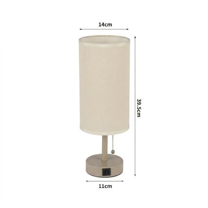 BRILAGI - Bordslampa med USB-port TABLON 1xE27/25W/230V beige/krämfärgad