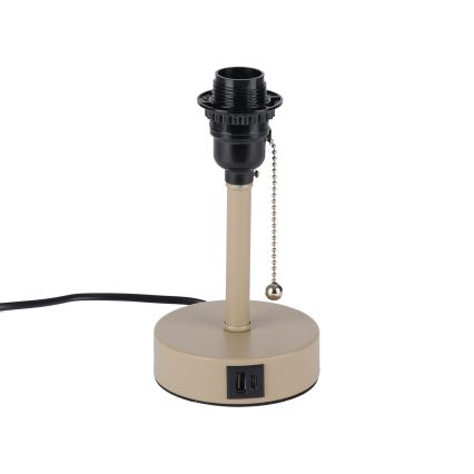 Brilagi - Bordslampa med USB-port TABLON 1xE27/25W/230V beige/svart