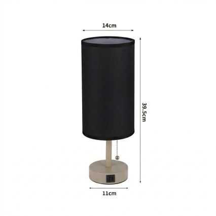 Brilagi - Bordslampa med USB-port TABLON 1xE27/25W/230V beige/svart