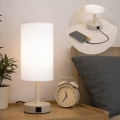 Brilagi - Bordslampa med USB-port TABLON 1xE27/25W/230V beige/vit