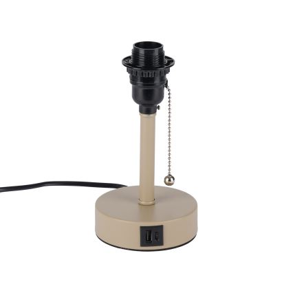 Brilagi - Bordslampa med USB-port TABLON 1xE27/25W/230V beige/vit