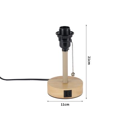 Brilagi - Bordslampa med USB-port TABLON 1xE27/25W/230V ek/beige