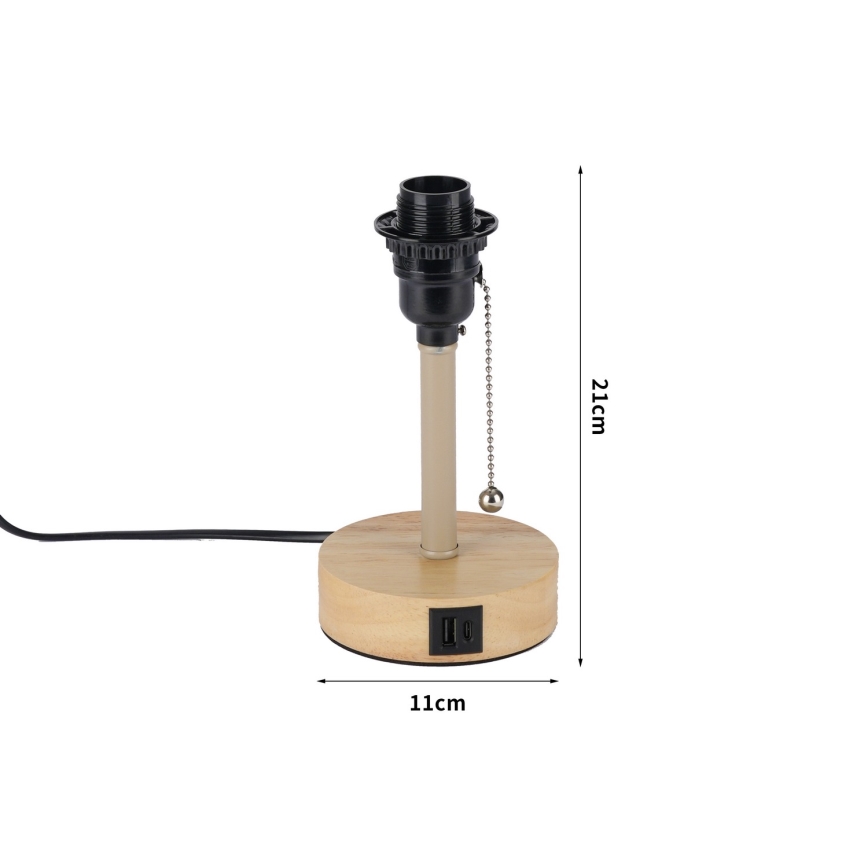 Brilagi - Bordslampa med USB-port TABLON 1xE27/25W/230V ek/beige