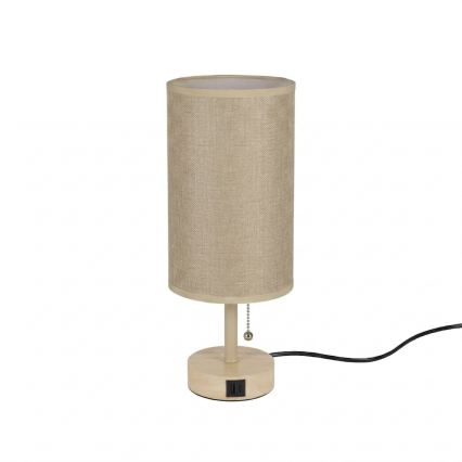 Brilagi - Bordslampa med USB-port TABLON 1xE27/25W/230V ek/beige