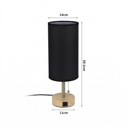 Brilagi - Bordslampa med USB-port TABLON 1xE27/25W/230V ek/beige/svart