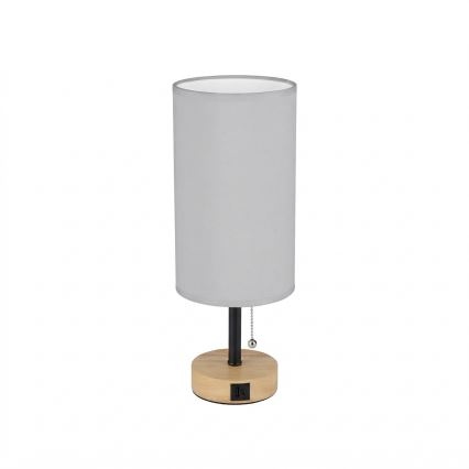 Brilagi - Bordslampa med USB-port TABLON 1xE27/25W/230V ek/svart/vit