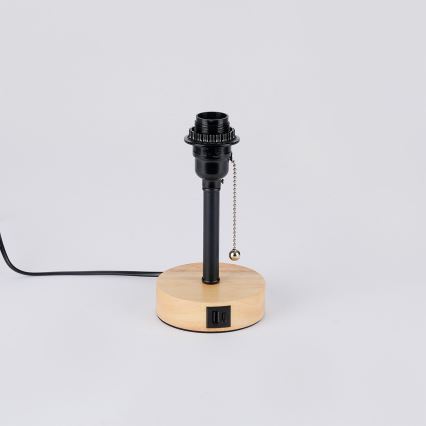 Brilagi - Bordslampa med USB-port TABLON 1xE27/25W/230V ek/svart/vit