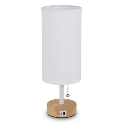 Brilagi - Bordslampa med USB-port TABLON 1xE27/25W/230V ek/vit