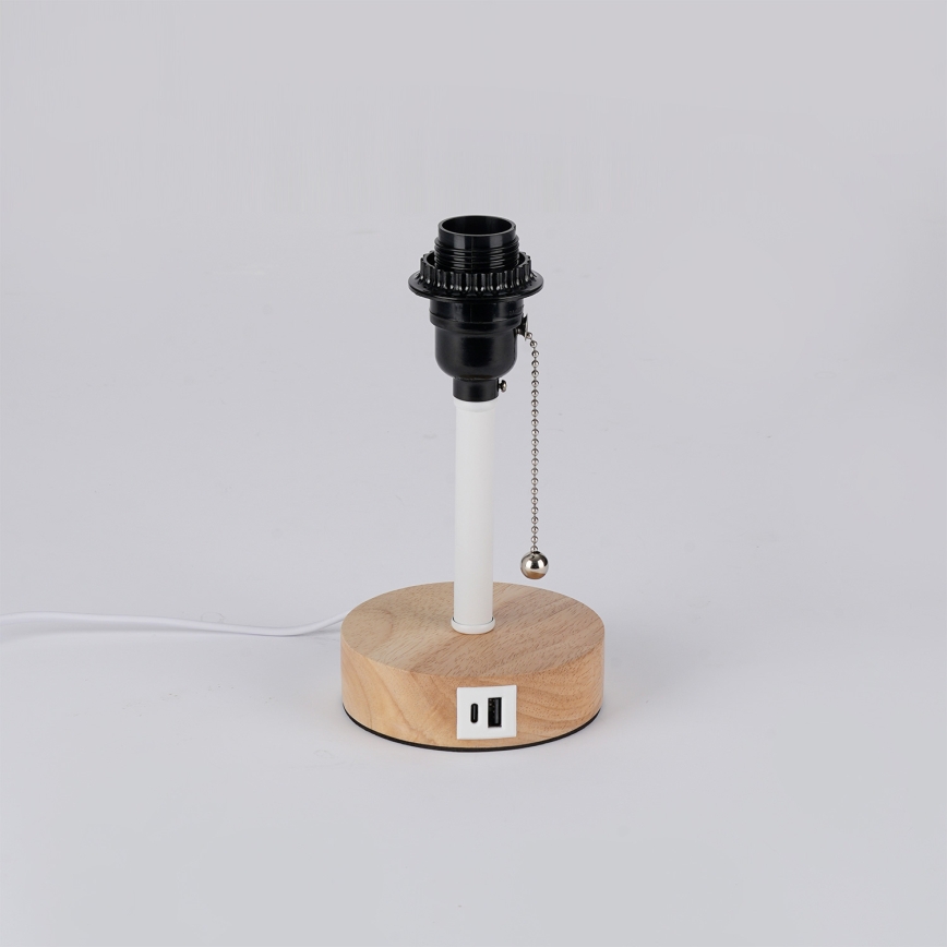 Brilagi - Bordslampa med USB-port TABLON 1xE27/25W/230V ek/vit
