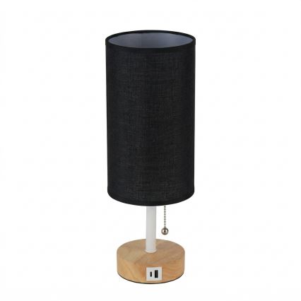 Brilagi - Bordslampa med USB-port TABLON 1xE27/25W/230V ek/vit/svart
