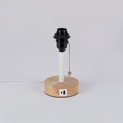 Brilagi - Bordslampa med USB-port TABLON 1xE27/25W/230V ek/vit/svart