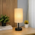 Brilagi - Bordslampa med USB-port TABLON 1xE27/25W/230V svart/beige